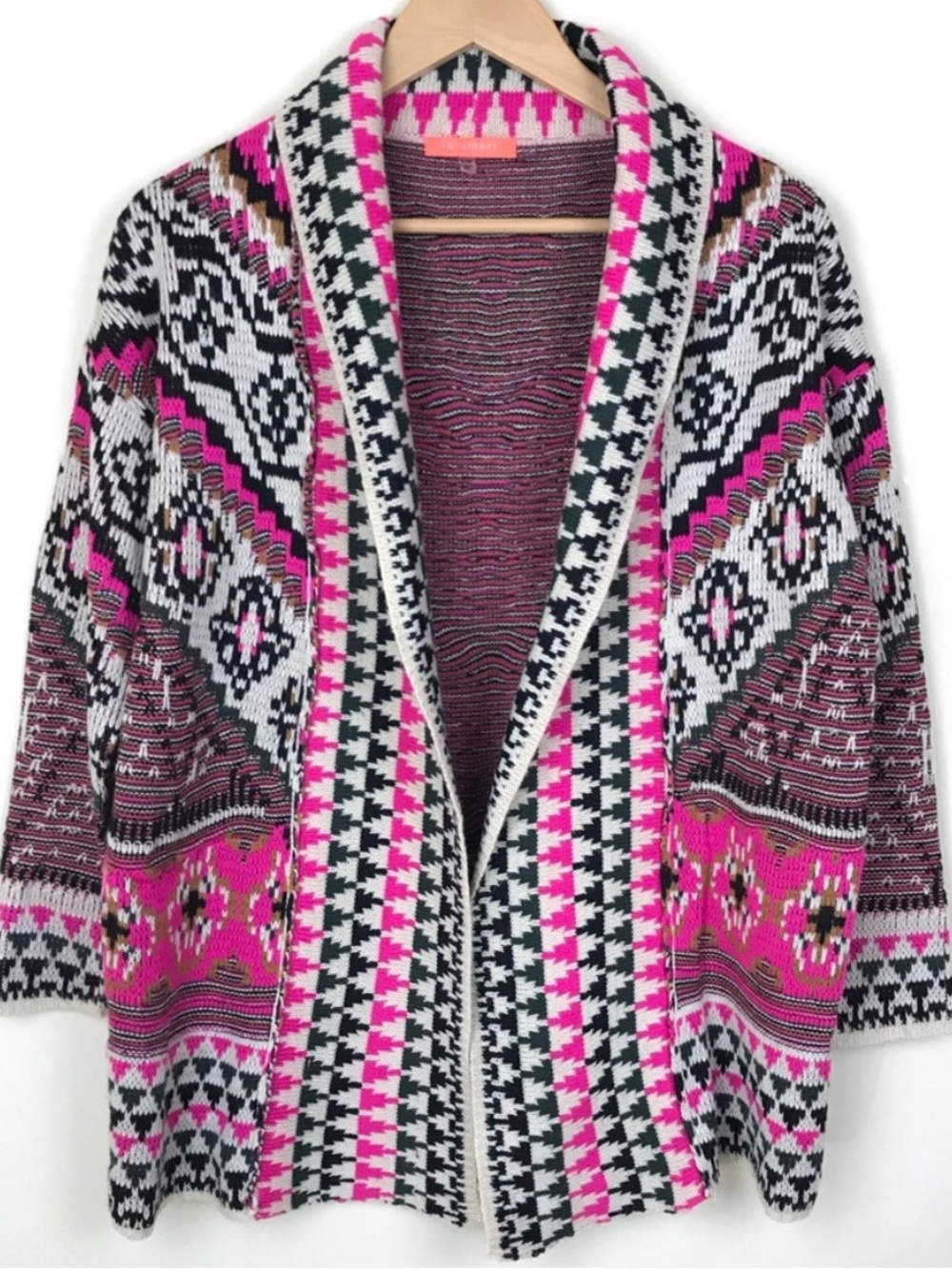 Lulumari Hot Pink Southwest Geometric Cardigan